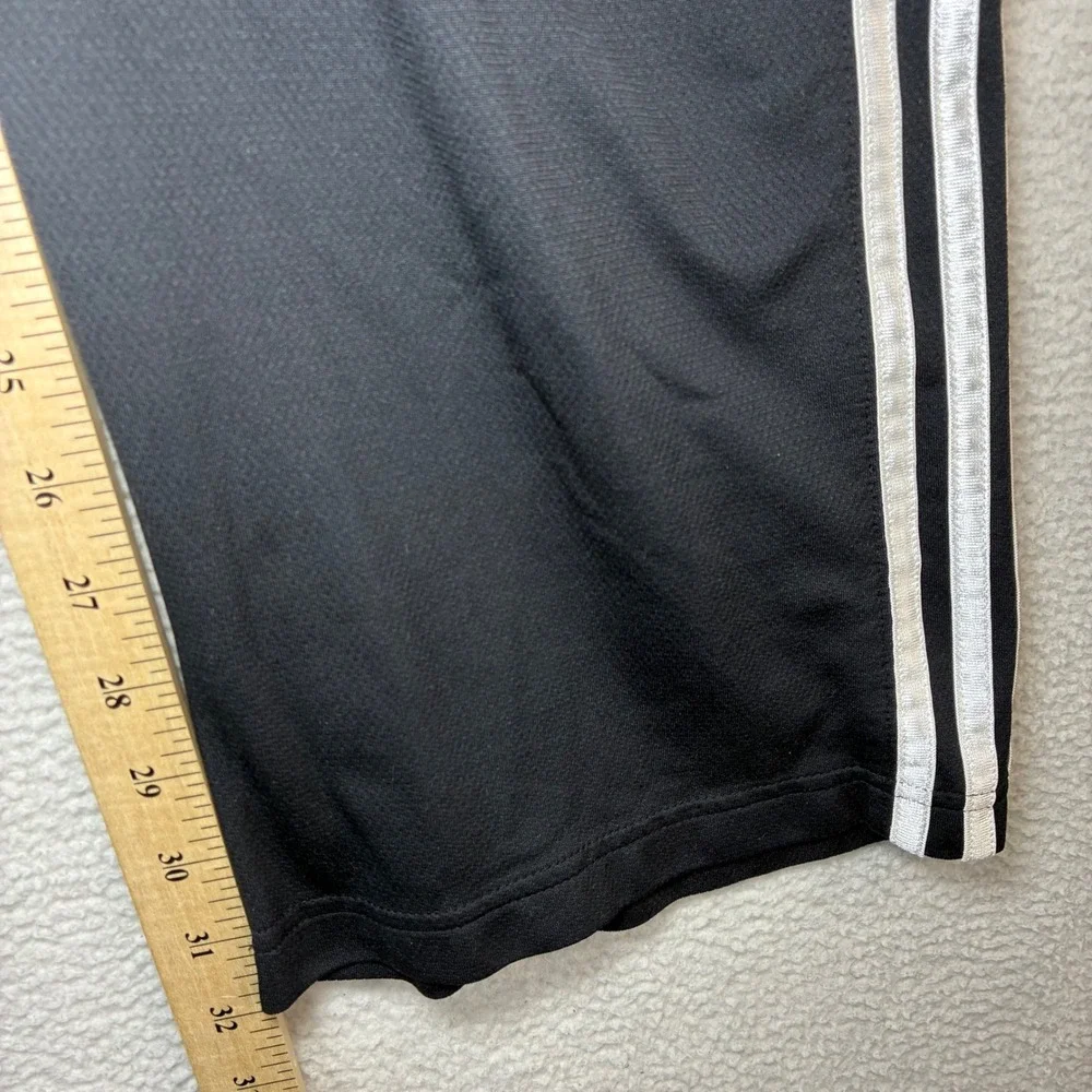 Y2K Adidas Baggy Track Pants Men L Black Red Silky Sweatpants Drawstring Vintage